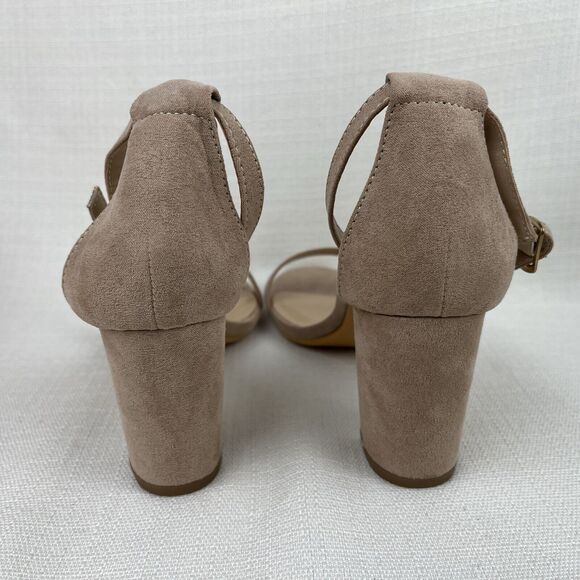 Ankis‎ Women’s Open Toe Ankle Ng Sandal Nude Numeric 9 Suede Chunky Heel New! - Picture 5 of 10